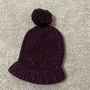 Mossimo Supply Co. Burgundy Knit Pom-Pom Hat